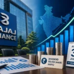 Bajaj Finance FY26 results showing dividend announcement of Rs 6 per share and AGM date July 30 2026 with financial growth chart