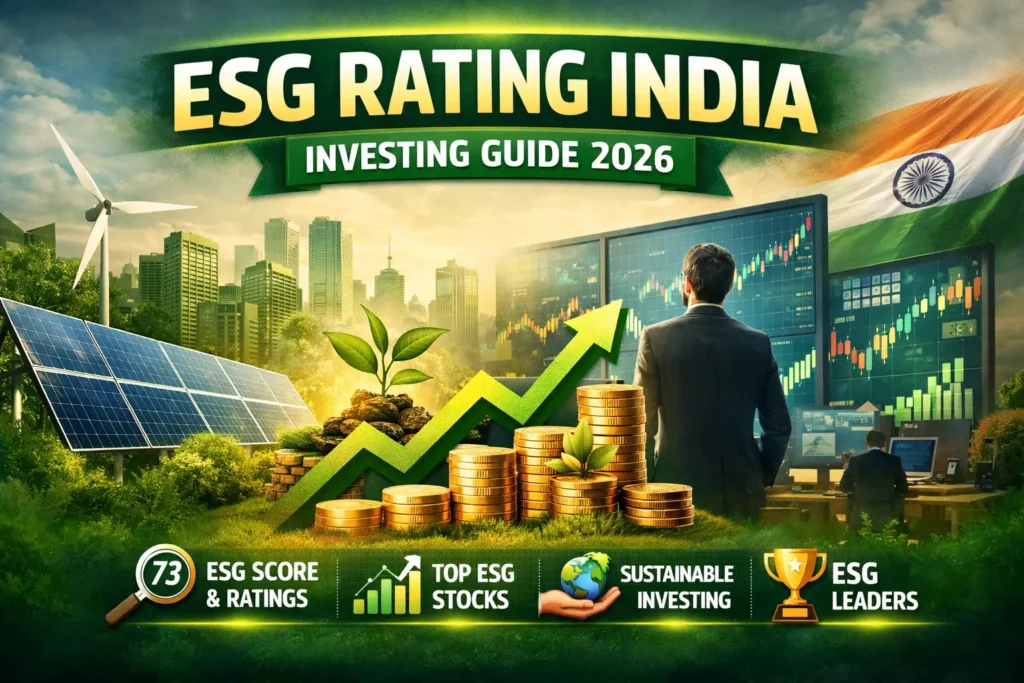 ESG rating India concept showing sustainable investing and green stock market growth