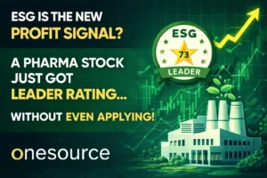 Pharma stock ESG rating 73 leader category in India showing sustainability and stock growth concept