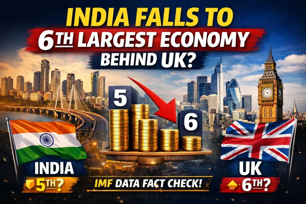 India vs UK economy comparison showing GDP ranking debate IMF 2026 India 5th or 6th largest economy fact check