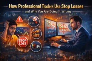 comparison of professional trader and retail trader using stop loss in stock market with charts