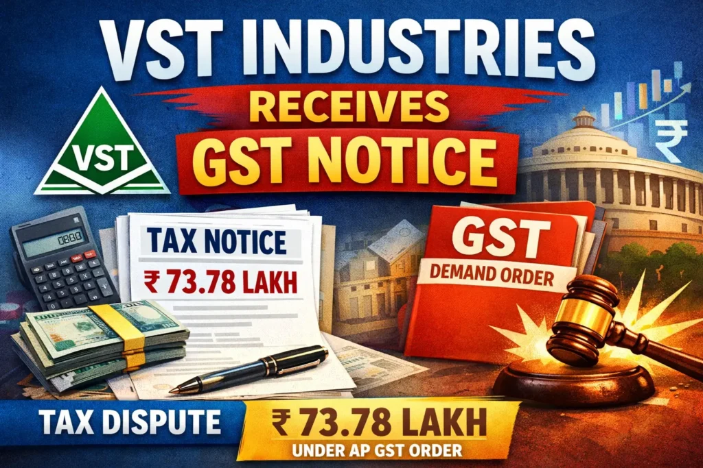 VST Industries GST notice ₹73.78 lakh demand order Andhra Pradesh tax dispute April 2026